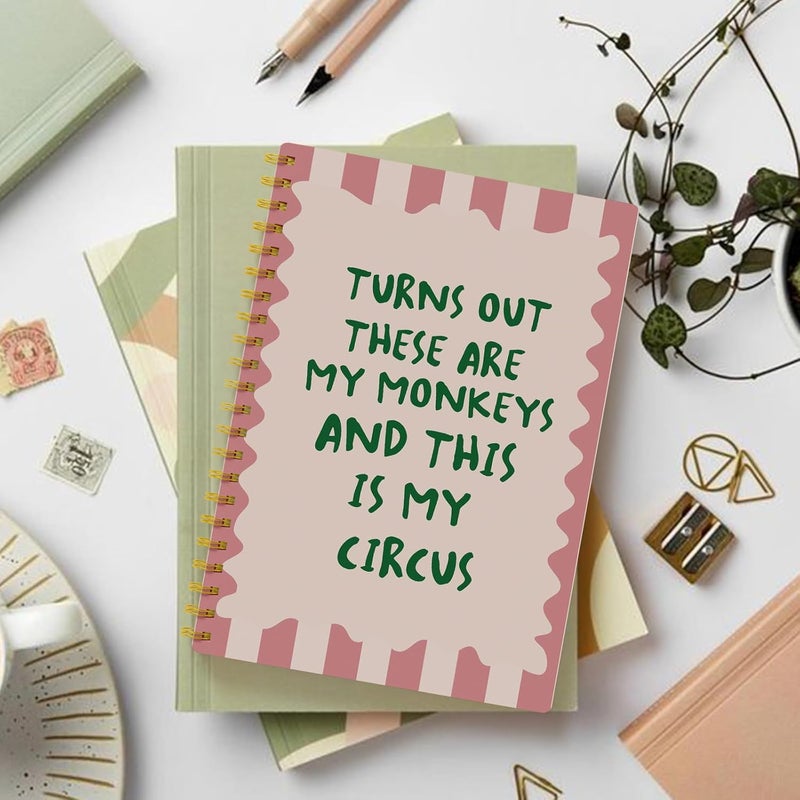 EKGJW Funny Monkey Circus Notebook Journal-Sarcastic Mental Health Spiral Notebook 5.5x8.3,Overwhelmed Humor Gifts for Women Coworkers Boss,Quirky Office Supplies - Image 5